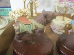 Collection of 6 Music Box Figurines - Carousel Horses, Animals, Bell, etc.