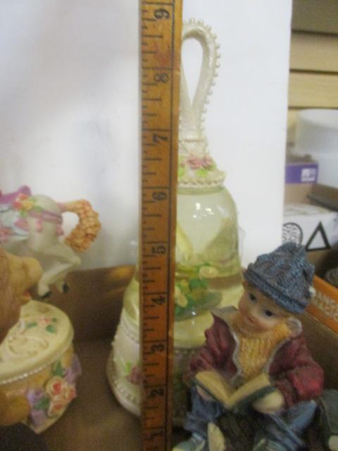 Collection of 6 Music Box Figurines - Carousel Horses, Animals, Bell, etc.