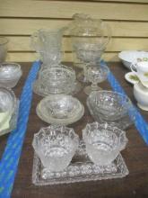 Lot of Vintage Clear Glass and Crystal Pitchers, Bowls, Stems, etc.