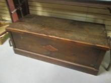 Vintage Handmade Wood Trunk with 2 Removeable Trays