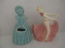 2 Vintage Hull Pottery Figurine Vases