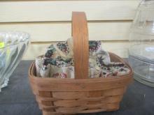 Small Longaberger Handle Basket with Cloth Insert - Signed and Numbered