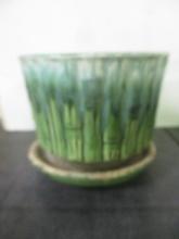 Vintage McCoy #0393 Green Pottery Flower Pot