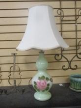Vintage Handpainted Satin Glass Table Lamp