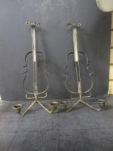 Pair of Metal "Cello" Candleholders
