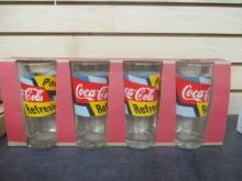New Old Stock Anchor Set of 4 "Coca-Cola" Advertising Glasses