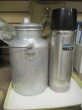 Vintage Stainless Steel Thermos and West-Bend Aluminum Milk Can