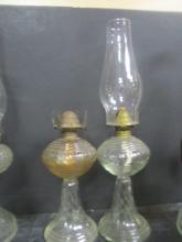 2 Vintage Glass Oil Lamps