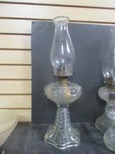 Vintage Pressed Glass Hurricane Oil Lamp