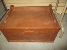 Vintage Handmade Wood Toy Box with Miscellaneous Toys