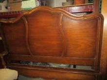 Vintage French Provincial Style Full-Size Headboard and Footboard with Metal Rails