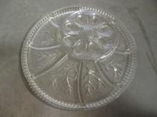 Vintage Indiana Glass "Pebble Leaf" Deviled Egg and Relish Serving Tray