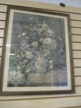 Vintage Framed Renoir's "A Large Vase of Flowers" Print