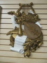 Vintage Syroco Gold Ornate Musical Instrument Wall Art