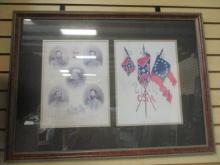 Framed and Matted "C.S.A. Banners and The Lees of Virginia" Confederate Print