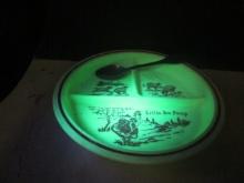 Vintage "Little Bo Peep" Uranium Milkglass Divided Child's Plate and