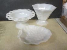 Collection of 3 Vintage Milk Glass Serving Dishes