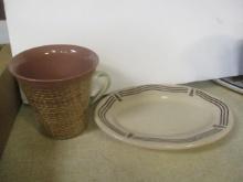 MCM Iroquois "Iro-Tan" Small Platter and Raffiaware Melmac Coffee Mug