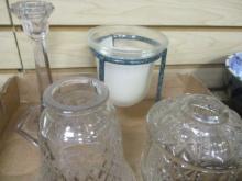 Grouping of Candle Holders and Cut Glass Candle Shades