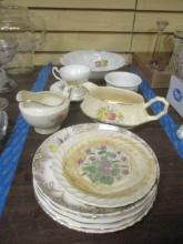 Lot of Vintage Floral Motif Porcelain and China Plates, Bowls, Cup & Saucer, etc.