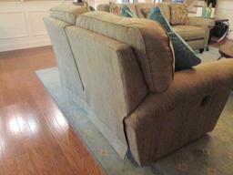 La-Z-Boy Power Reclining Love Seat with Decorative Throw Pillows