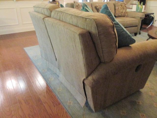 La-Z-Boy Power Reclining Love Seat with Decorative Throw Pillows