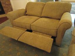 La-Z-Boy Power Reclining Love Seat with Decorative Throw Pillows