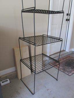 4 Tier Black Wire Rack and Eight Wood Grain Finish Shelf Boards