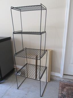 4 Tier Black Wire Rack and Eight Wood Grain Finish Shelf Boards