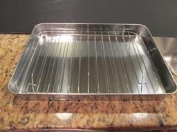 Stainless Roaster Pan with Rack and Set of The Pampered Chef Roast Lifters