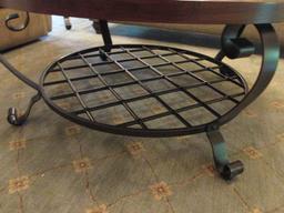 Haverty's "Edgewood Canyon" Round Wrought Iron Coffee Table with Slate Tile Top