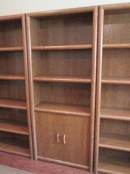 3 Piece Oak Wood Grain Bookcase Set