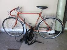 Old Columbia Racing Bike, Giant Air Pump and Saris Heavy Duty Plastic Bike Rack