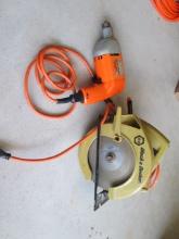 Electric Black & Decker 7 1/4" Circular Saw and 3/8" Drill
