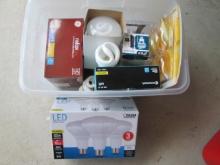 Small Tote of Various Style and Wattage Lightbulbs