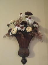 Bronzed Metal Wall Pocket Sconce with Silk Florals