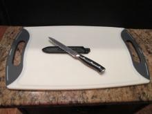 Cuisinart C77TR-20B Serrated Blade Kitchen Knife with Sheath and Cutting Board