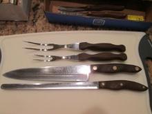 Cutco Wood Grain Handle Carving Knives and Forks
