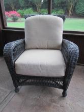 Woven Resin Wicker Arm Chair with Sunbrella Cushions