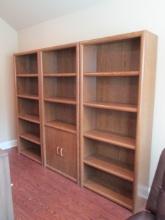 3 Piece Oak Wood Grain Bookcase Set