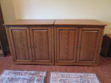 Two Uncle Jake's Furniture Arthur W. Brown "Regal Crown" Oak Raised Panel 2 Door Cabinets