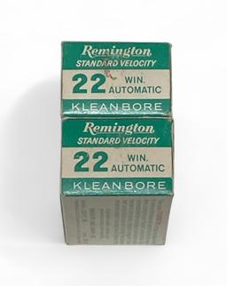 NIB 100rds. of Rare .22 WINCHESTER AUTOMATIC Remington Kleanbore Standard Velocity Ammunition