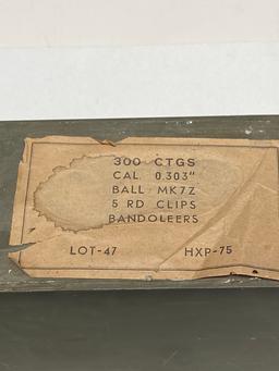 Sealed Military Ammo Can 300rds. of .303 BRITISH Mk7Z Ammunition 1975 Dated