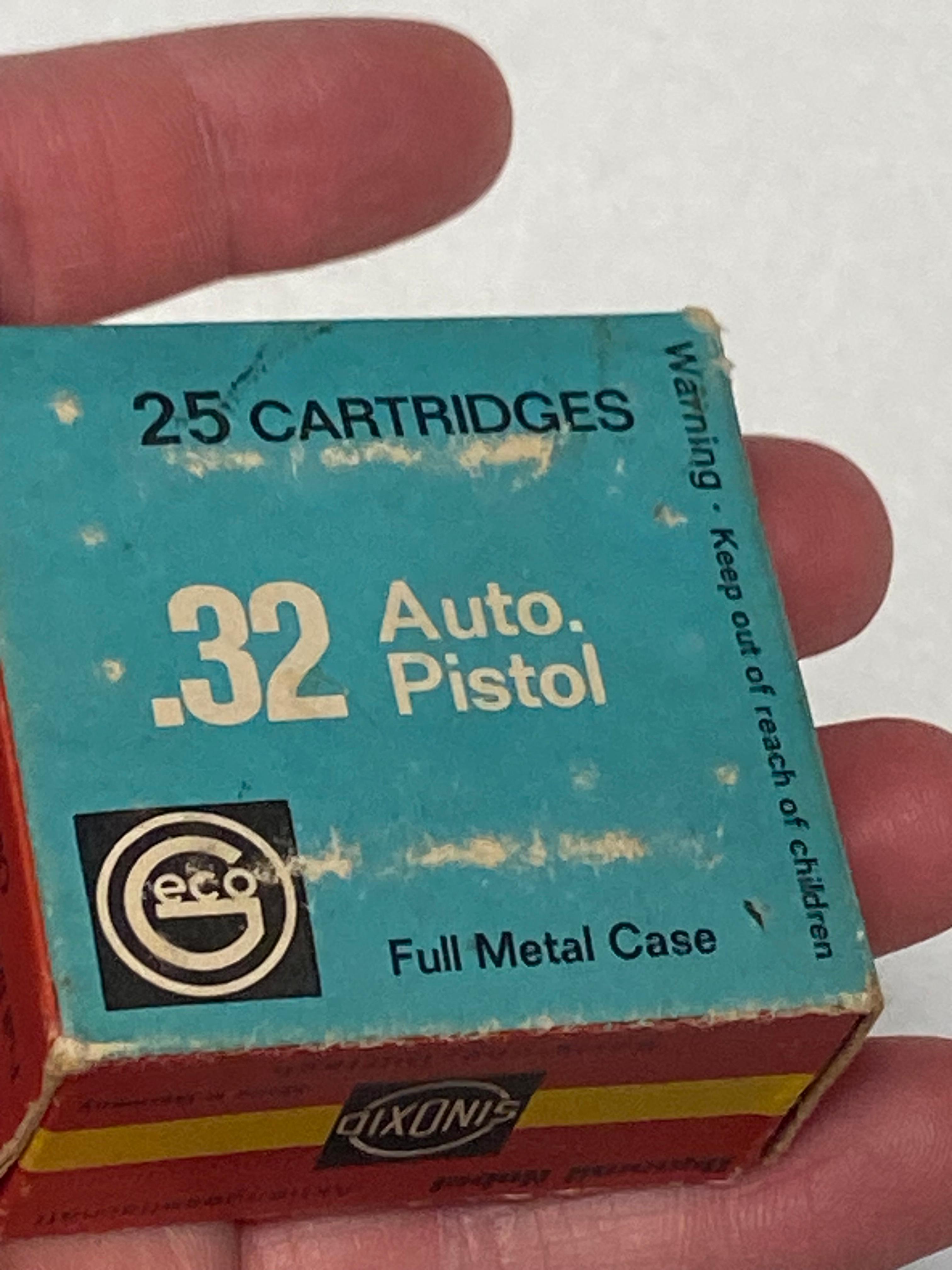 NIB Vintage 25rds of .32 AUTO Geco Ammunition