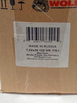 NIB 1000rd. Case of 7.62x39MM 122gr FMJ Steel Case Wolf Performance Ammunition