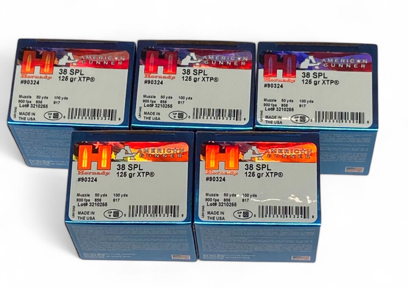 NIB 125rds. of .38 SPL. 125gr. XTP Hornady American Gunner Ammunition