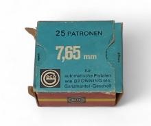 NIB Vintage 25rds of .32 AUTO Geco Ammunition