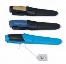Lot of (3) Swedish Morakniv Filet Carbon & Stainless Knives
