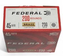 NIB 200rds. of .45 ACP 230gr. FMJ Federal Ammunition