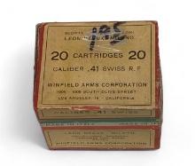 NIB Rare 20rds. of .41 SWISS RF Winfield Arms Corporation Vintage Collectible Ammunition